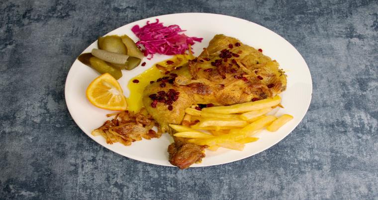 چلو مرغ سرخ شده